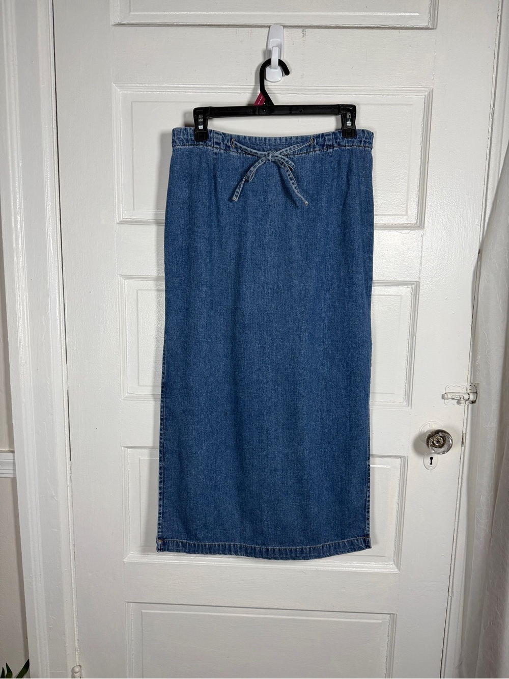 LONDONJEAN Blue Denim Jean Midi Skirt Slit Side Seams Heritage Vintage HK 8